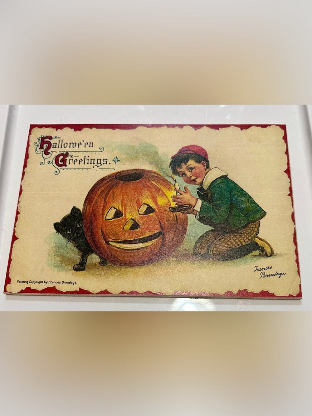 Vintage-Style Halloween sign Decor - Orange Pumpkin 9 x 6 x 1/4”